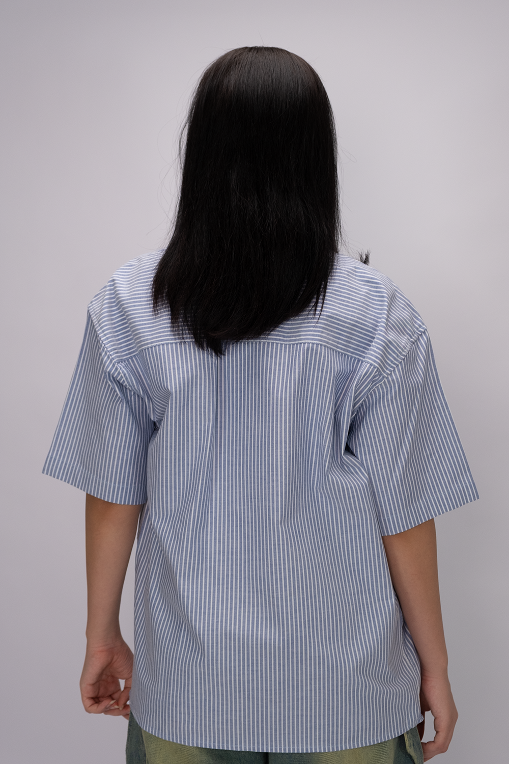 Essential Oversized Striped Shirt – Sky Blue