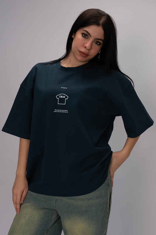 Swag Oversized Graphic T-Shirt – Deep Navy