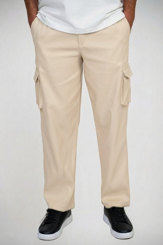 Beige Cargo Trousers (Relaxed Fit)