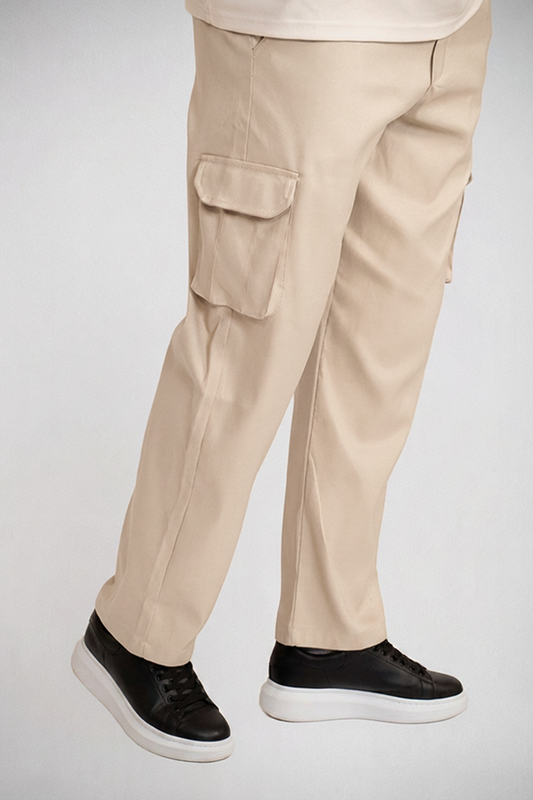 Beige Cargo Trousers (Relaxed Fit)