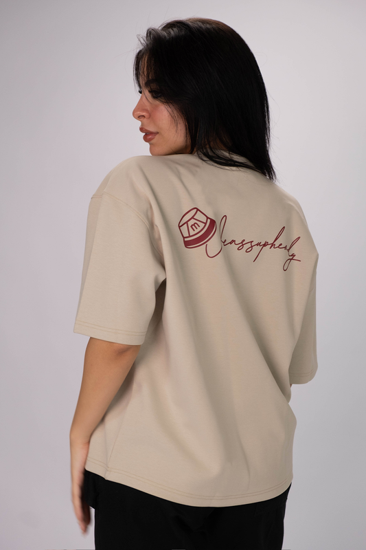 Signature Box Fit Tee – Sand Beige