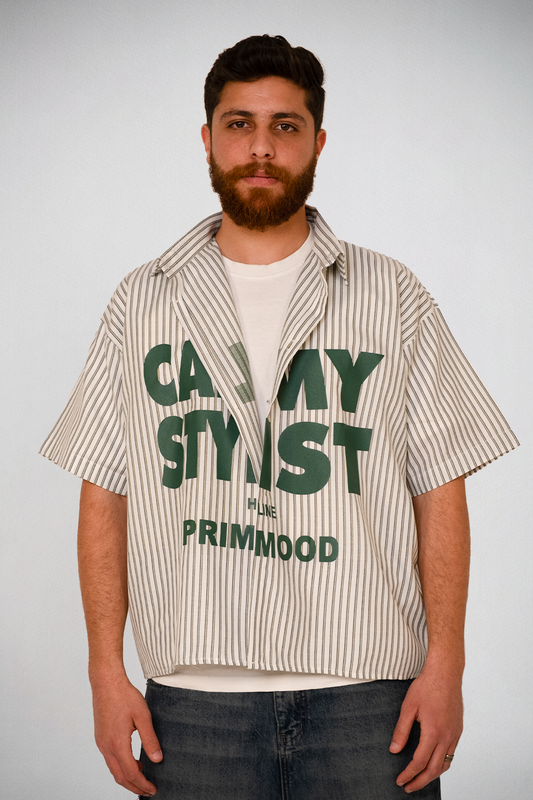 Stripe “Calmy Stylist” Statement Shirt – Sand Edition