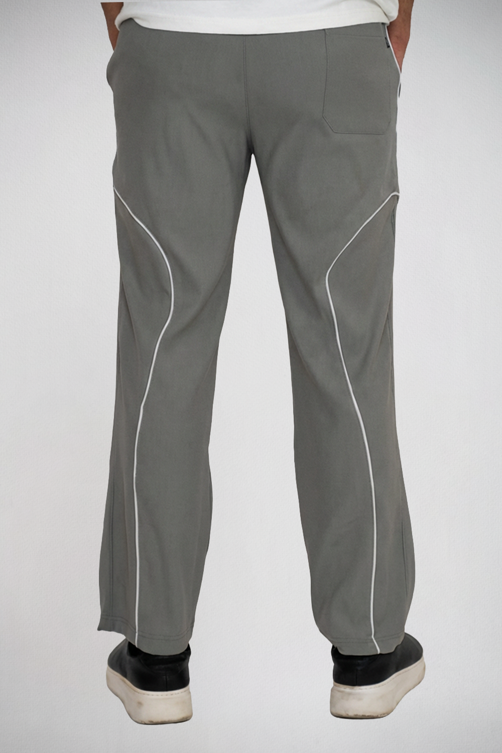 Grey Piped Track Pants