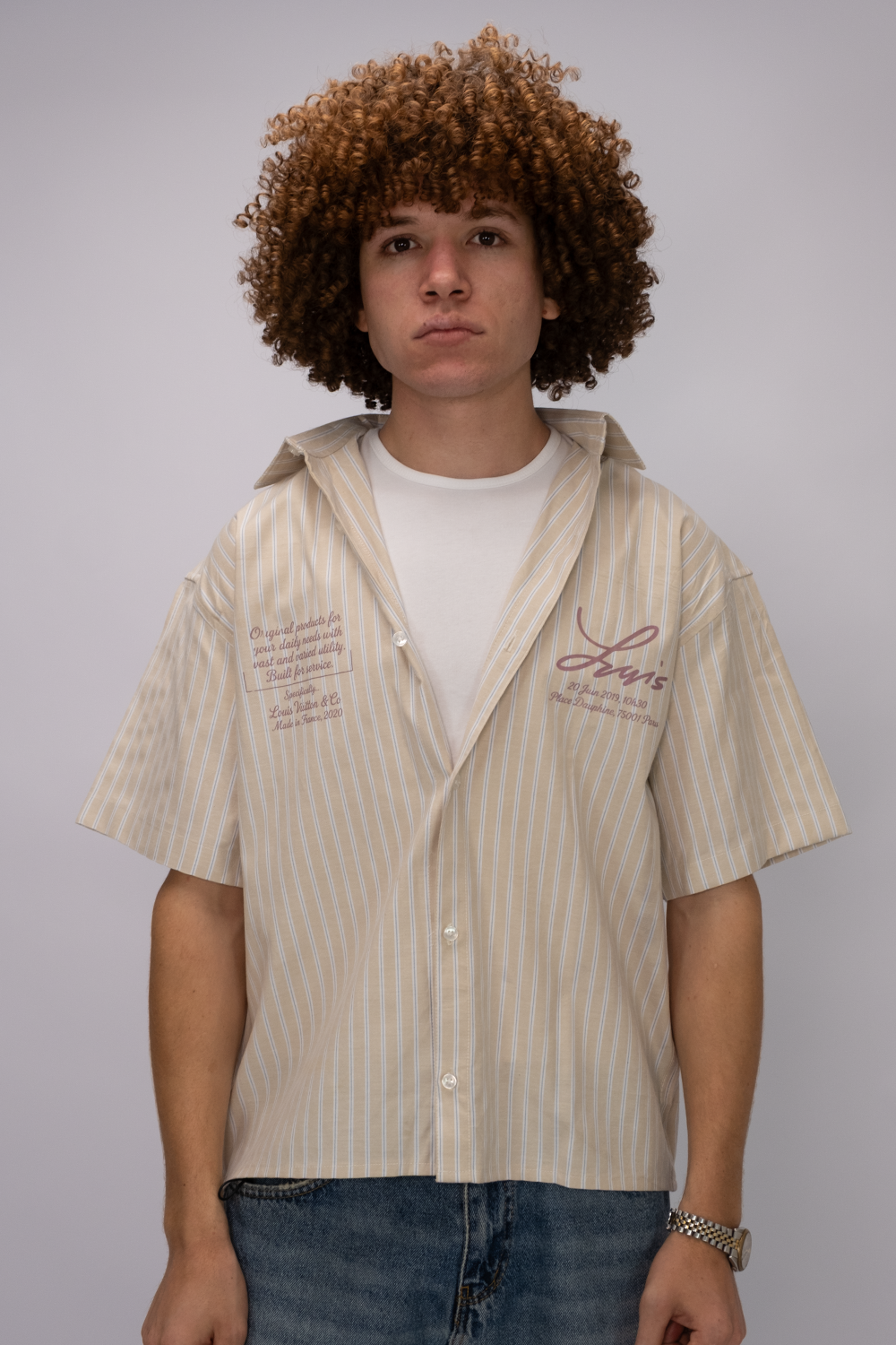 Essential Oversized Striped Shirt – Sand Beige