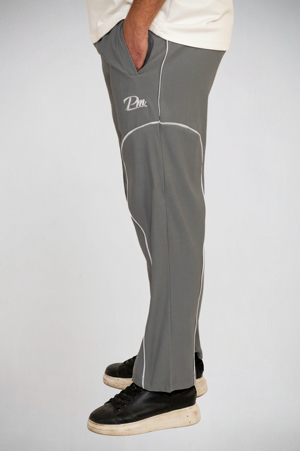 Grey Piped Track Pants