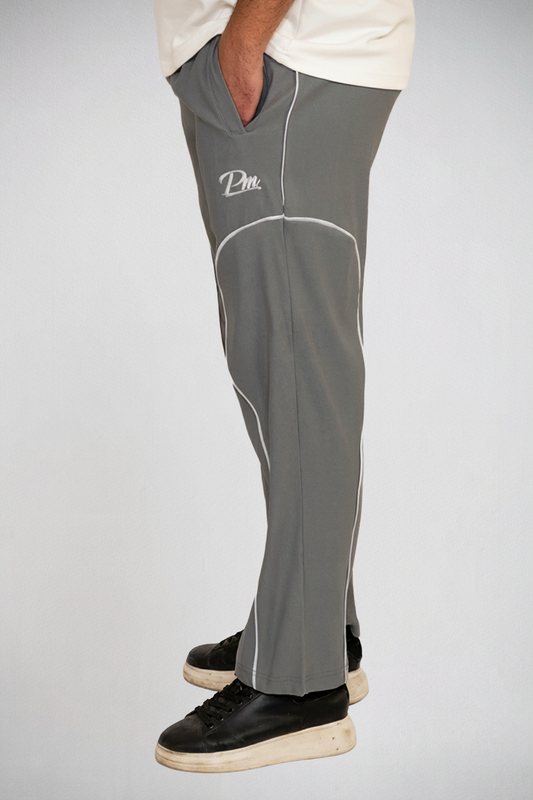 Grey Piped Track Pants