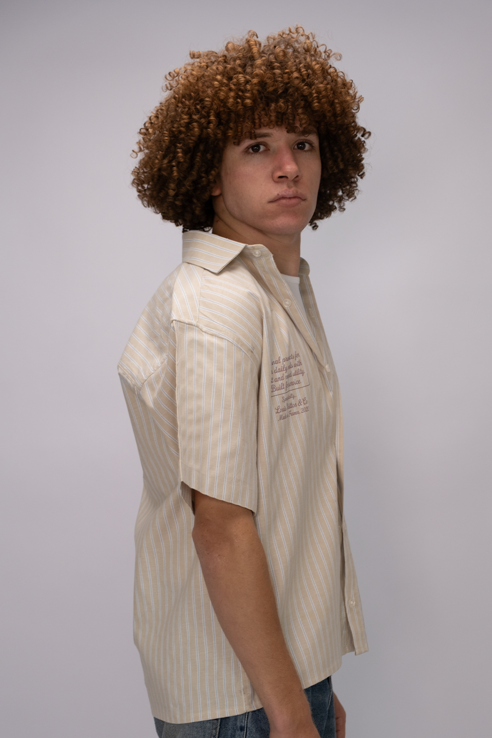 Essential Oversized Striped Shirt – Sand Beige