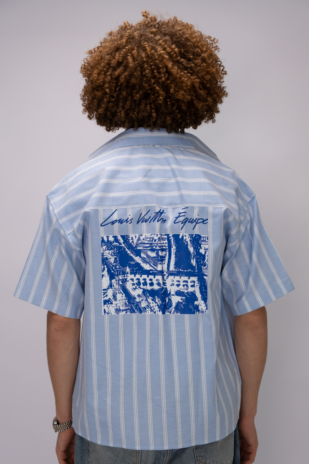 Essential  Oversized Striped Shirt – Sky Blue