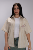 Essential Oversized Striped Shirt – Sand Beige