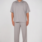 Urban Grey Textured Tracksuit Set