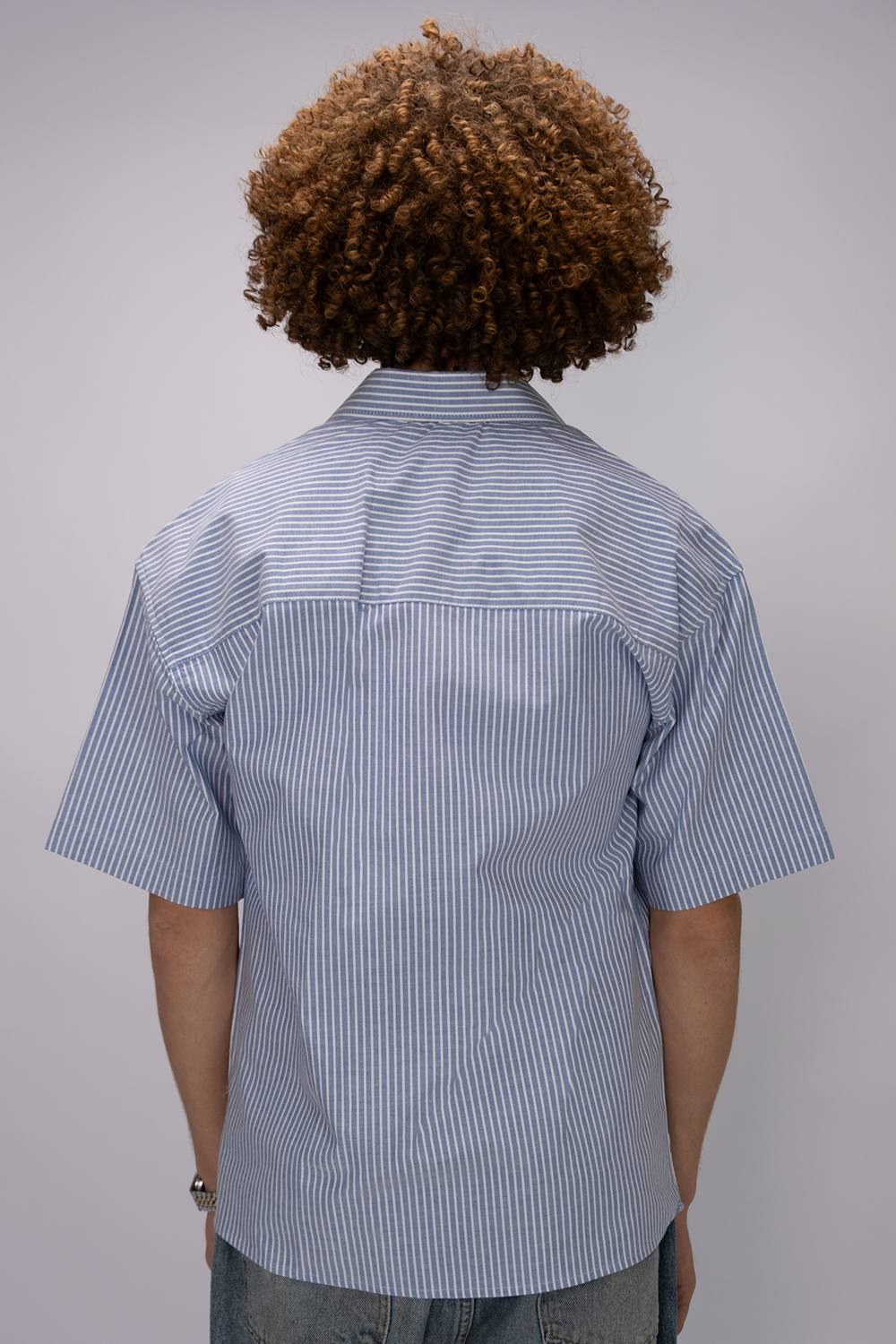 Essential Oversized Striped Shirt – Sky Blue