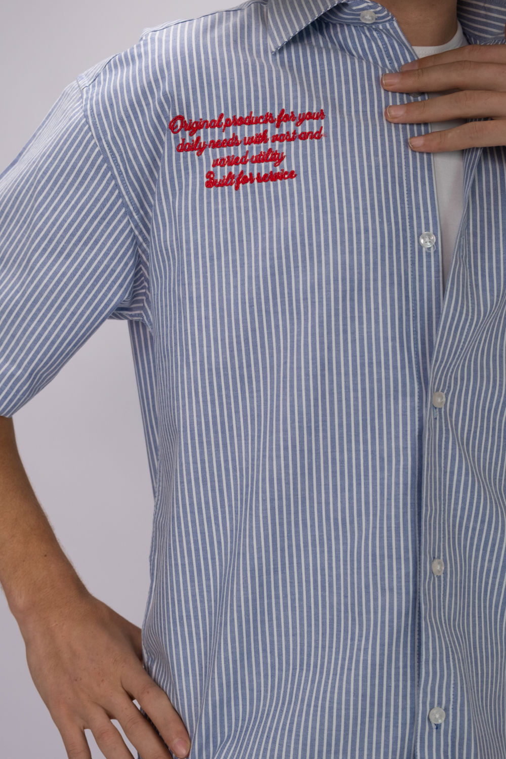 Essential Oversized Striped Shirt – Sky Blue