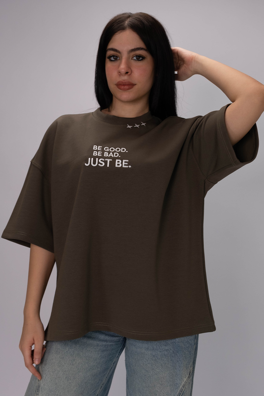 Oversized Statement Tee – Espresso Brown