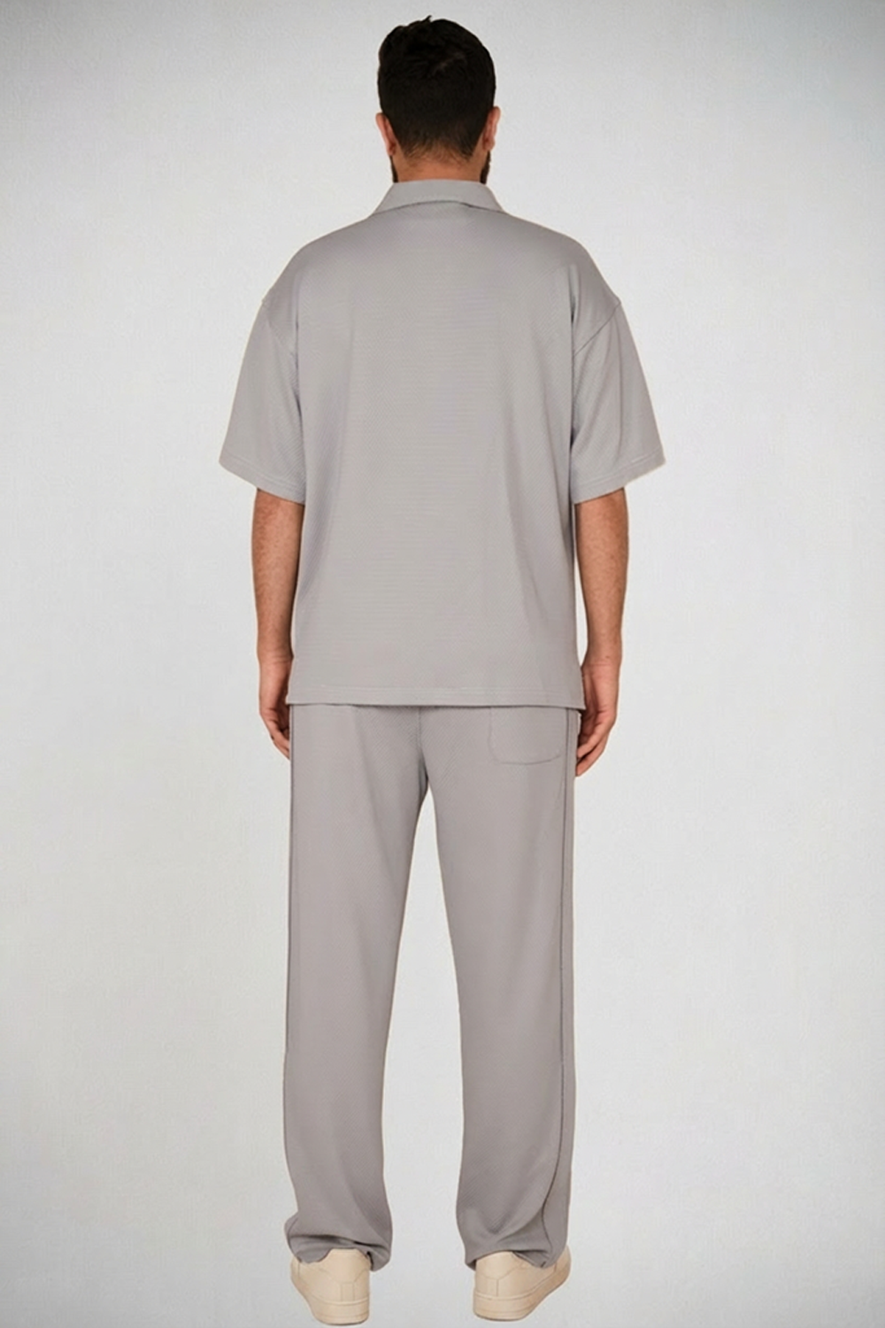 Urban Grey Textured Tracksuit Set