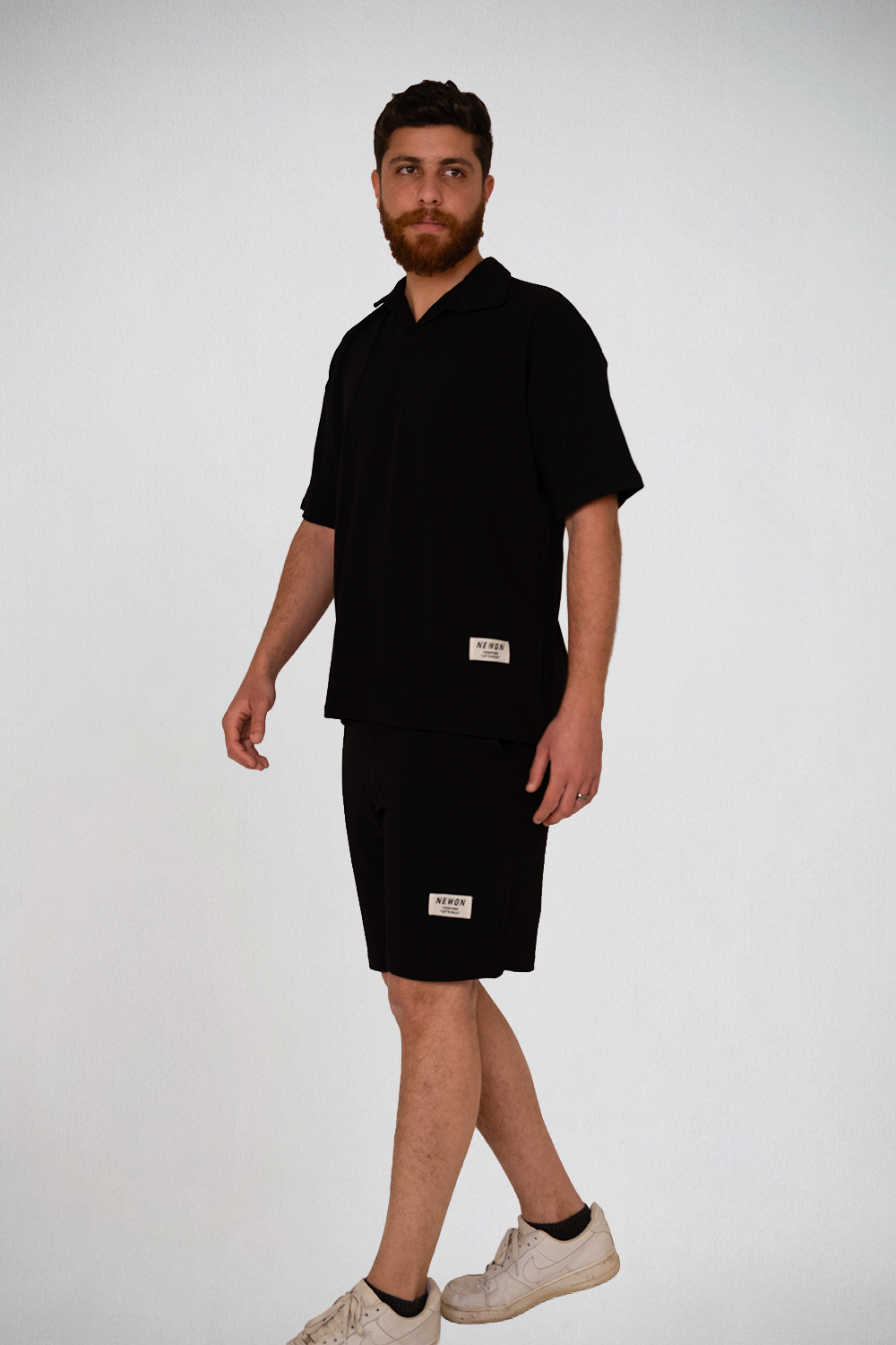 Black Relaxed Co-Ord Set (T-Shirt & Shorts)
