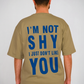 Not Shy Tee – Olive Blue Statement