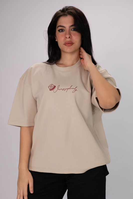 Signature Box Fit  Tee – Sand Beige