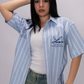 Essential  Oversized Striped Shirt – Sky Blue