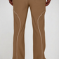 Beige Contrast Piping Track Pants
