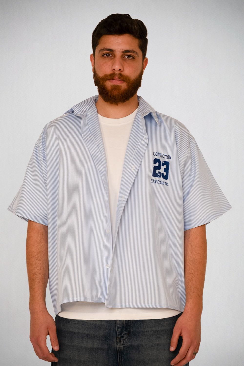 Conviction 23 Pinstripe Shirt – Blue Edition