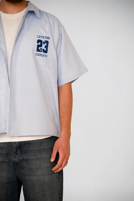 Conviction 23 Pinstripe Shirt – Blue Edition