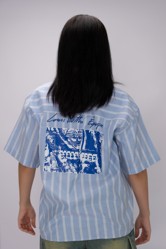 Essential  Oversized Striped Shirt – Sky Blue