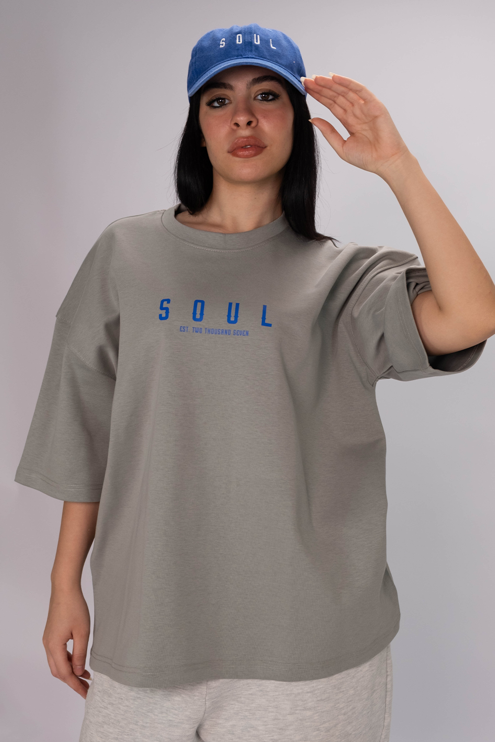Soul 07 Oversized Tee – Grey Blue
