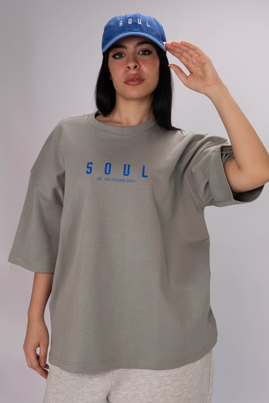 Soul 07 Oversized Tee – Grey Blue