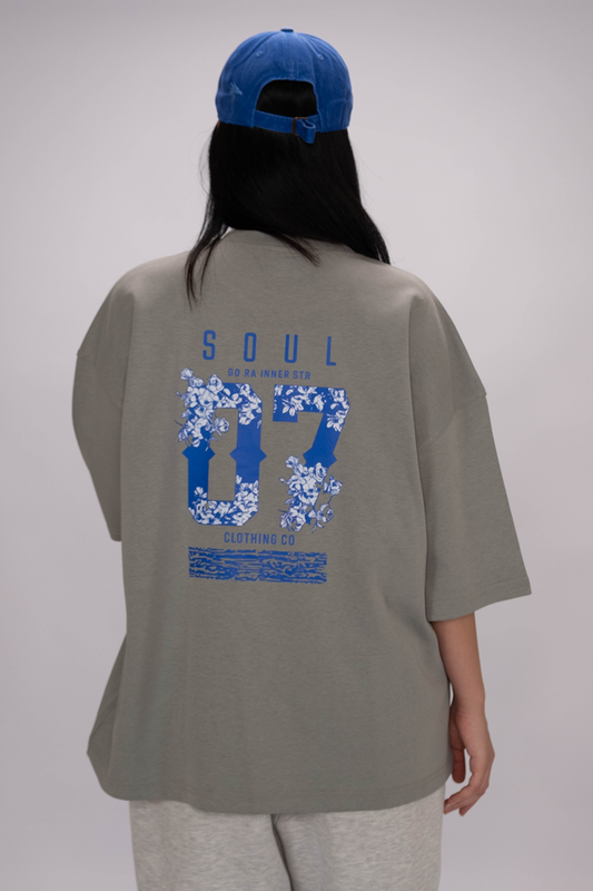 Soul 07 Oversized Tee – Grey Blue